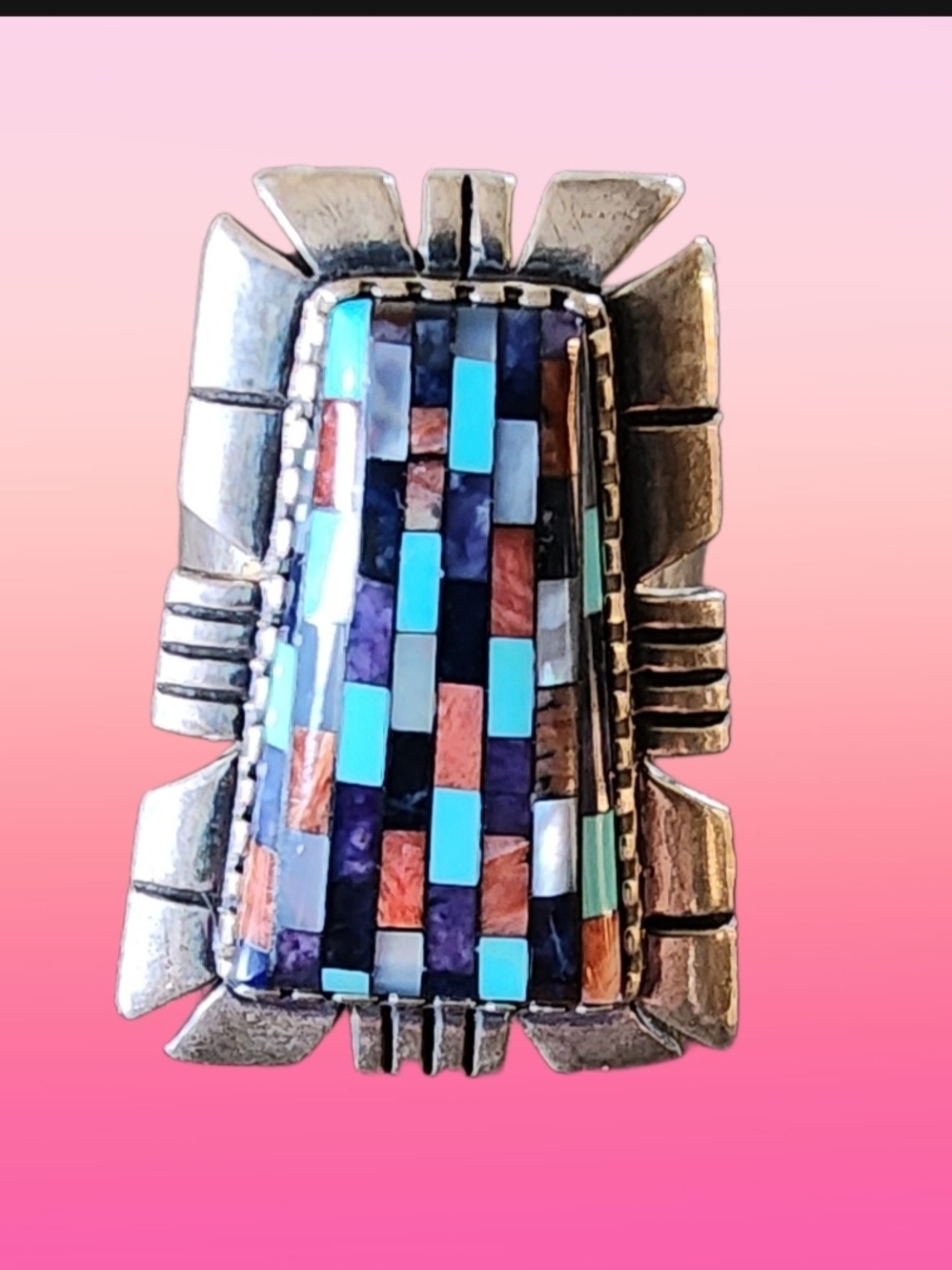 Carolyn Pollack Multistone Inlay Ring with Turquoise, Blue & Coral Tones
